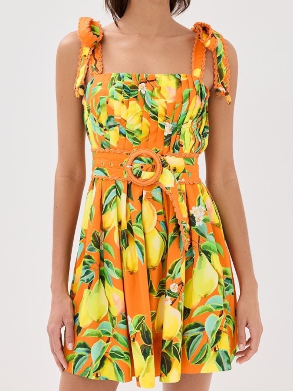NWT Farm Rio Orange Chic Pears Cotton Mini Dress Size M